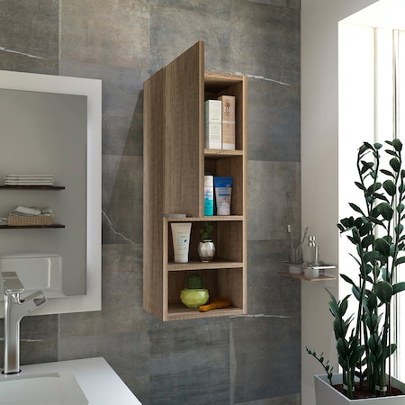Tuhome Mila Bathroom Cabinet, Two Interior Shelves, Two External Shelves, Single Door Cabinet, Pine MLC4768